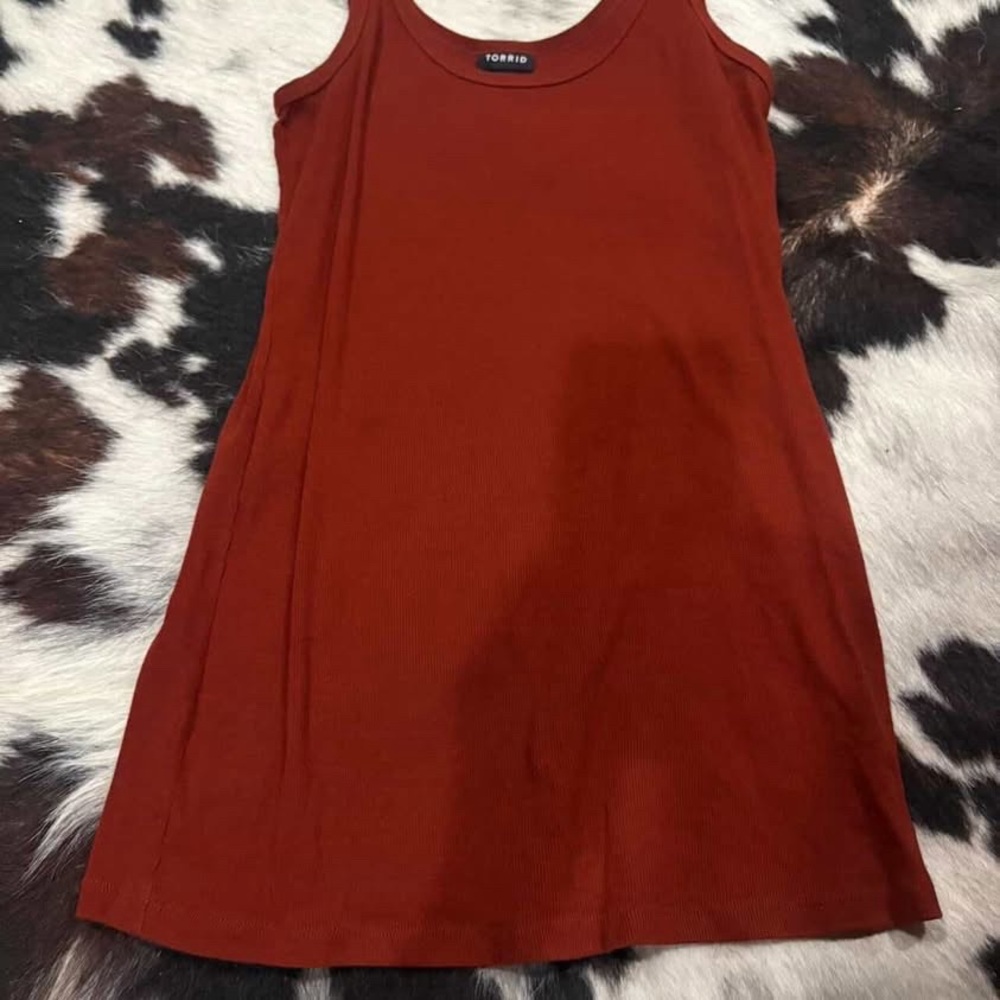 Torrid Burnt Orange Ribbed Tank Dress